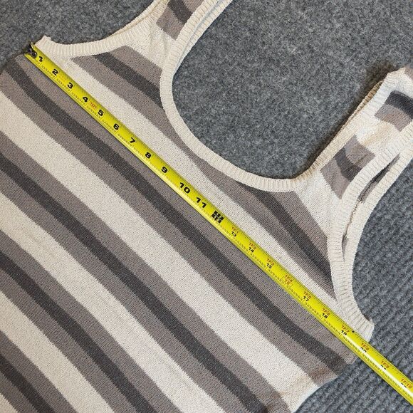 Free People FP Size Medium Beach Vista Sweater Tank Taupe Striped Loose Fit NEW - Picture 8 of 9